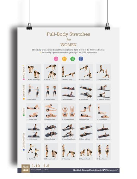 6 Pack Exercise Workout Posters For Women Laminated 19x27 Full Body