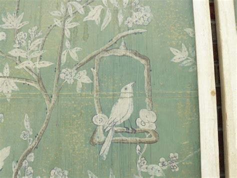 Large 30s French Chinoiserie Hand Painted Framed Wallpaper