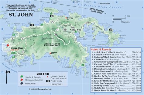 Virgin Islands On Line St John Island Map