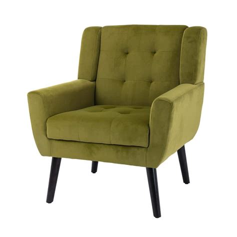 Urtr Green Soft Velvet Ergonomics Accent Chair With Armrest