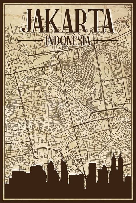 Jakarta Skyline Vintage Drawn Sketch Stock Illustrations 12 Jakarta