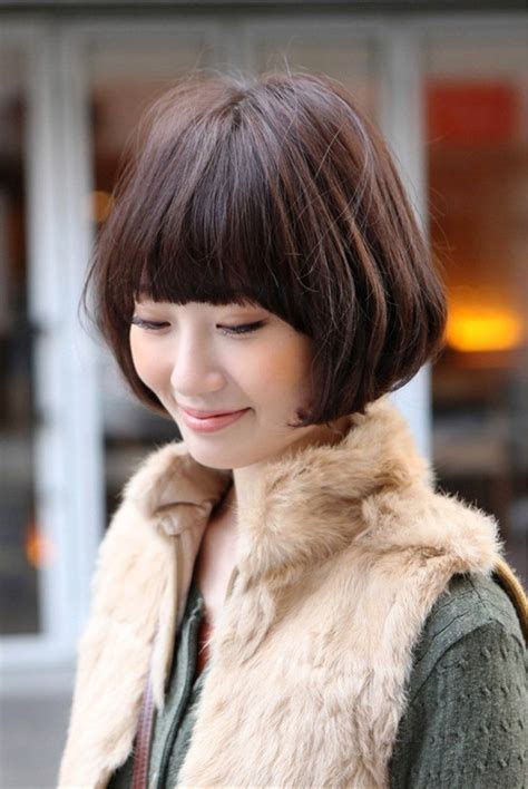 Cute Asian Bob Hairstyle With Blunt Bangs Hairstyles Ideas Cute Asian