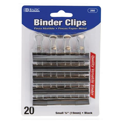 Bazic Small 34 19mm Black Binder Clip 20pack Bazic Products