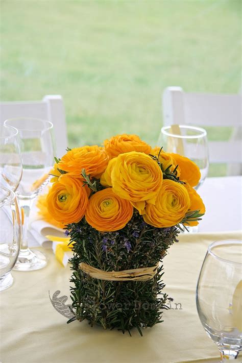 Yellow Ranunculus Table Centrepieces