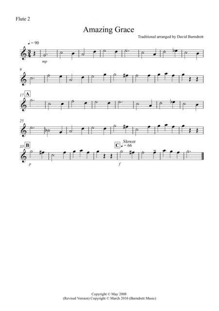 Amazing Grace For Flute Quartet By Traditional Digital Sheet Music