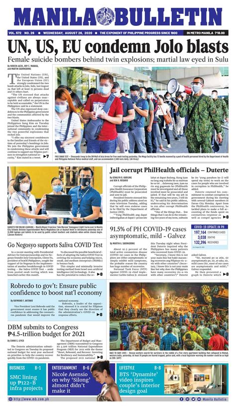Manila Bulletin August 26 2020 Newspaper Get Your Digital Subscription