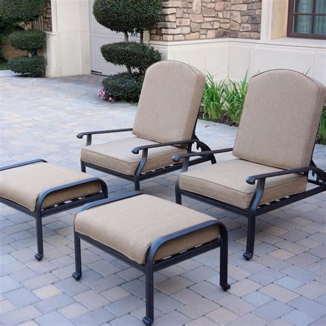 Darlee Elisabeth 4 Piece Cast Aluminum Patio Reclining Club Chair And