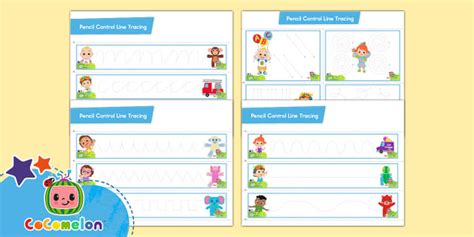 Free Cocomelon Lines Fine Motor Skills Tracing Cards
