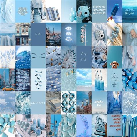 Ocean Blue Light Blue Aesthetic Wall Collage Kit Pack Of 60 Etsy