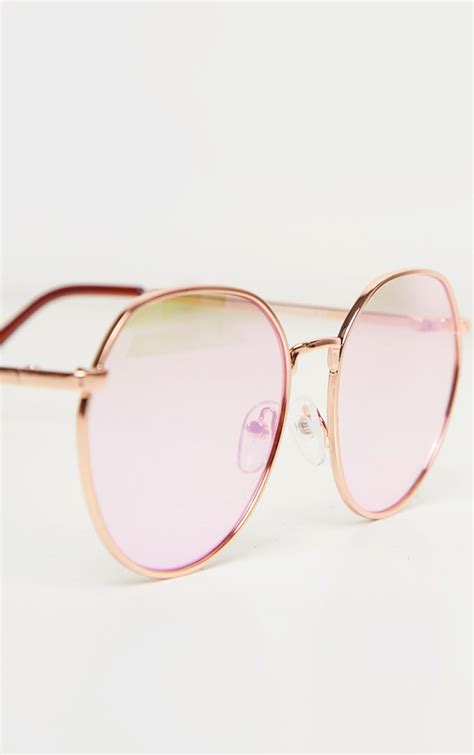 Pink Lens Revo Round Sunglasses Accessories Prettylittlething
