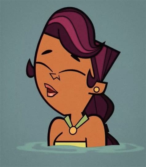 An Animated Woman With Purple Hair And Green Collared Shirt Swimming