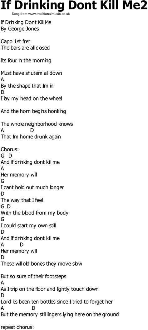 Old Country song lyrics with chords - If Drinking Dont Kill Me2