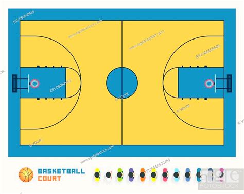 An Illustration Of The Layout For A Typical Basketball Court Stock