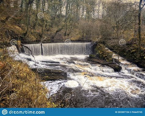 Birkacre Weir At Yarrow Country Park Near Chorley In Lancashire Stock