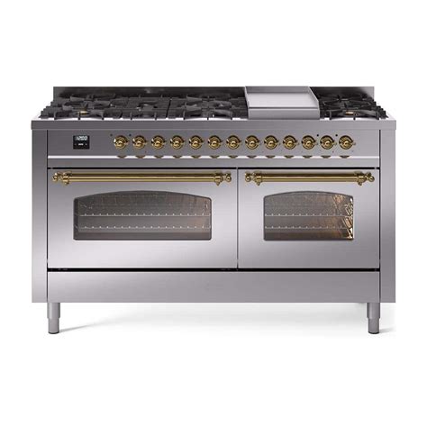 ILVE Nostalgie II 60 In 9 Burner Griddle Freestanding Double Oven Dual