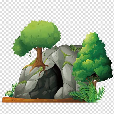 Free Download Cave With Trees Illustration Euclidean Caveman