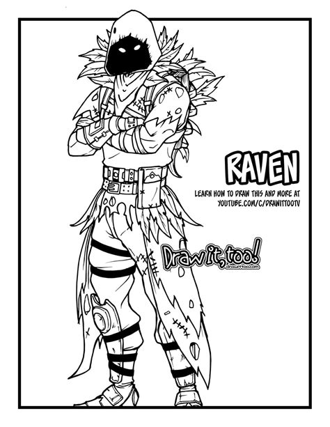 draw raven fortnite battle royale drawing tutorial coloring pages unicorn