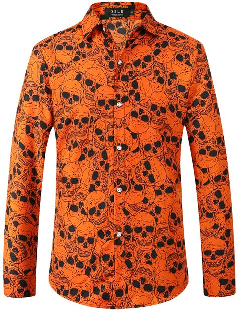 Sslr Men Pumpkins Button Down Long Sleeve Halloween Shirts Costume Walmart Com