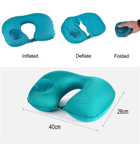 Portable Push Type Automatic Inflatable U Shaped Pillow Neck Rest Air Cushion Blue At Rs 220
