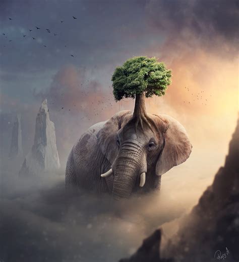Making Fantasy Elephant Tree Photo Manipulation In Photoshop