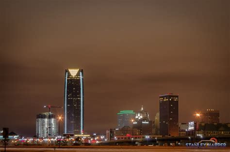 Oklahoma City Skyline At Night Oklahoma Panhandle Aerial Video And