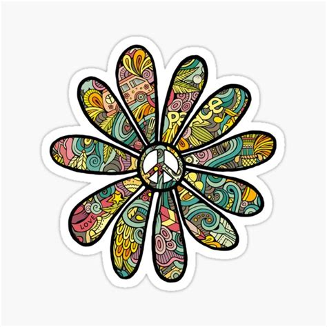 Hippy Trippy Flower Power Sticker For Sale By Swigalicious Redbubble