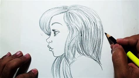 How To Draw Girl Face One Side View Pencil Sketch Dra