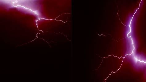 Haunted Red Lightning And Thunderstorm At Night Lighting Background