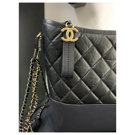 Chanel Large Chanel Gabrielle Hobo Bag Black Leather Ref156015 Joli