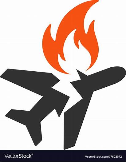 Crash Icon Airplane Clipart Airline Fire Flat