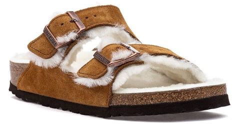 Birkenstock Fur Arizona Shearling Sandal Tan Suede In Brown Save 23