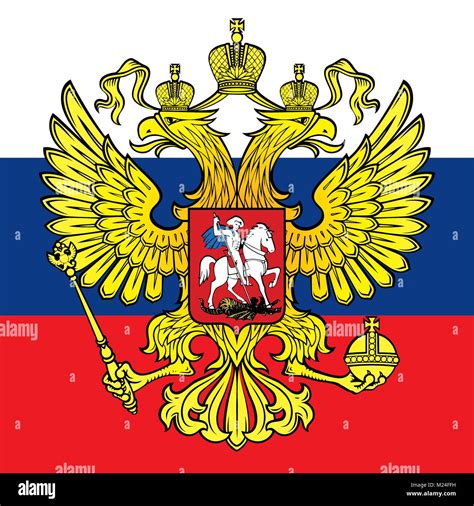 Russia Coat Of Arms And Flag Official Symbols Of The Nation Stock