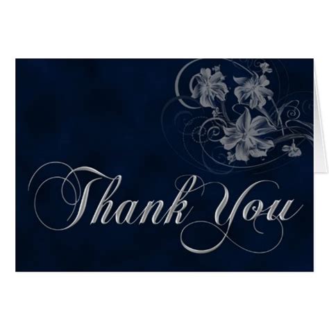 Dark Blue And Silver Thank You Card Zazzle