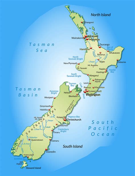 Large Detailed Map Of New Zealand With Cities New Zealand Oceania