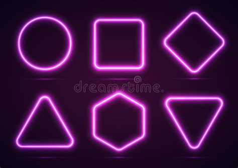 A Set Of Neon Geometric Shapes Stock Vector Illustration Of