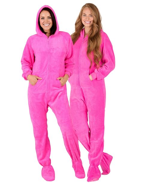 Footed Pajamas Footed Pajamas Perfect Pink Adult Hoodie Chenille Onesie Adult Xlarge