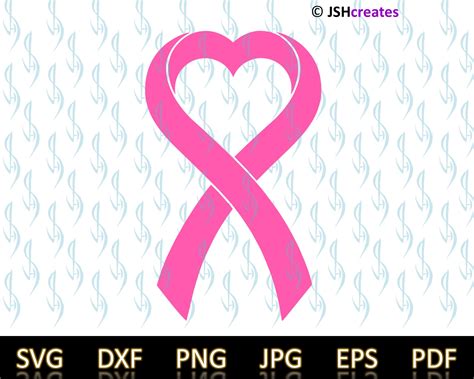 Breast Cancer Heart Ribbon SVG Cancer Ribbon Love SVG Etsy
