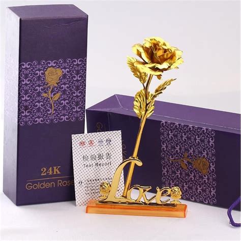 24k Gold Plated Rose With Images 24k Gold Rose Wedding Supplies