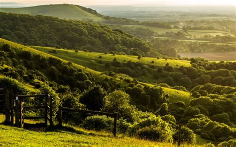 Pyecombe West Sussex England Farm Hills Green Trees Wallpaper