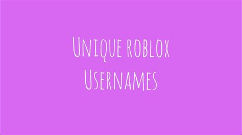 Unique Roblox Usernames♦ Youtube