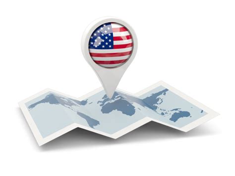 Round Pin With Map Illustration Of Flag Of United States Of America