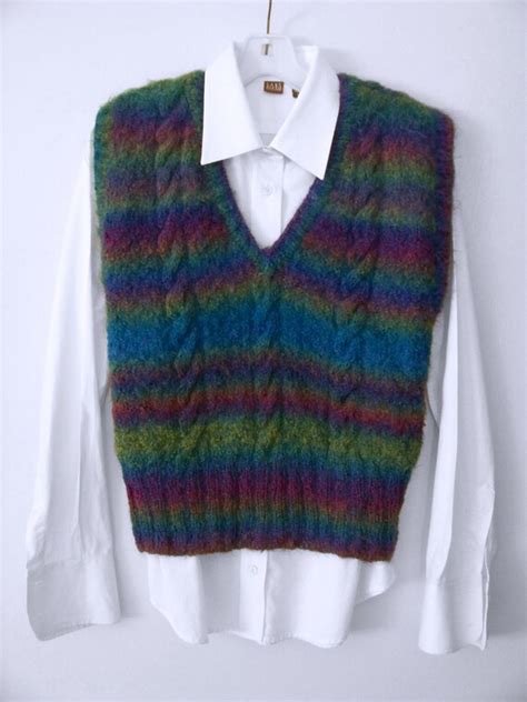 Hand Knit Sweater Vest Cable Knit Vest Vintage Inspired Etsy