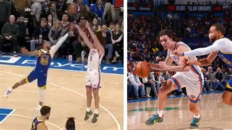 Nba 2023 Oklahoma City Thunder Vs Golden State Warriors Josh Giddey Gives Steph Curry A Taste