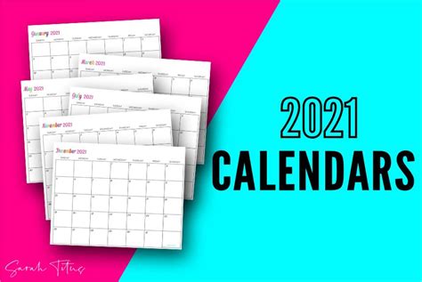 Custom Editable 2021 Free Printable Calendars Calendar Printables