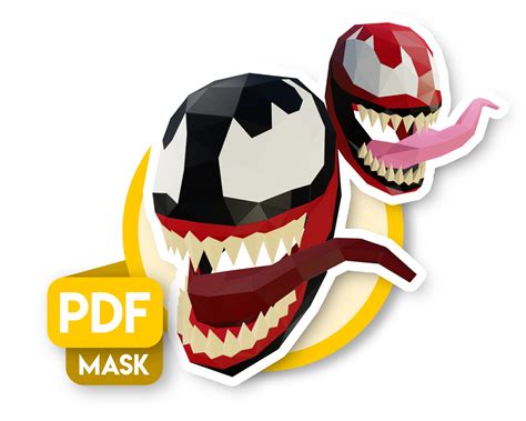 Venom Carnage Mask Marvel Papercraft 3d Origami Diy Pdf Download