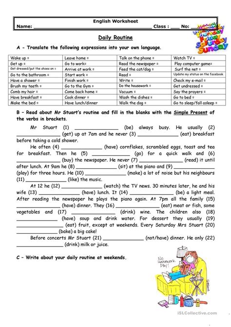 Daily Routines Color Cut And Paste Worksheet Free Esl Printable