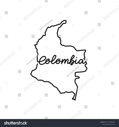 Colombia Outline Map Handwritten Country Name Stock Vector Royalty
