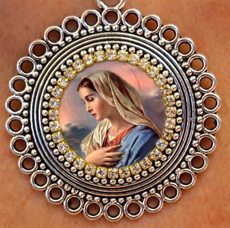 Our Lady Mary Handmade Locket Necklace Catholic Christian Religious