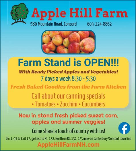 Farm Stand Is Open Apple Hill Farm Concord Nh