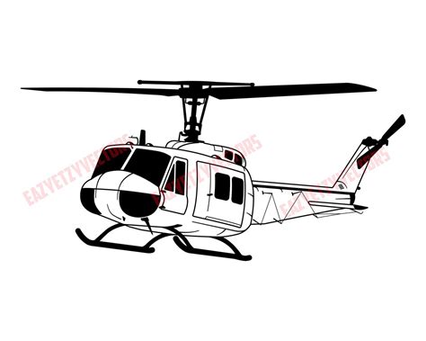 Bell Huey Uh 1n Helicopter Vector File Drawing Etsy